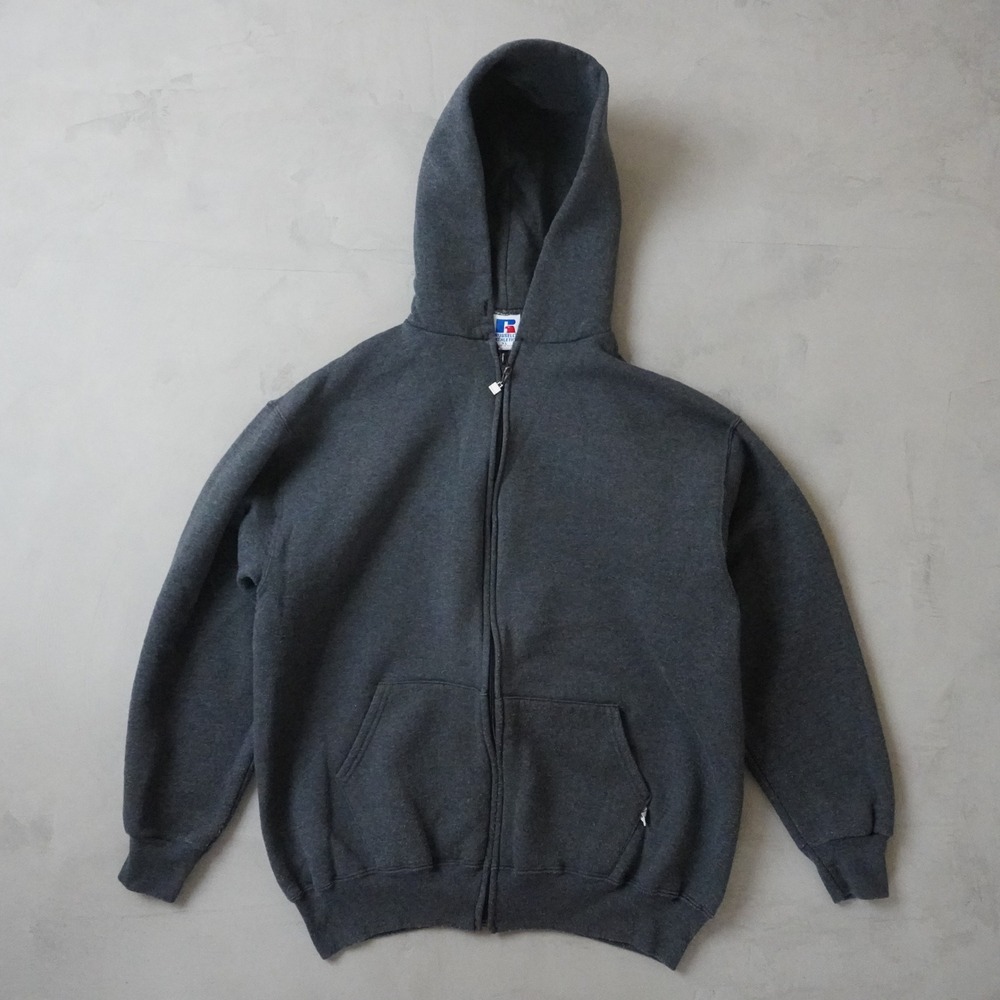 Vintage Russell Athletic Zip Up Hoodie XL Mens 90s Gray Made in USA Blank Fleece